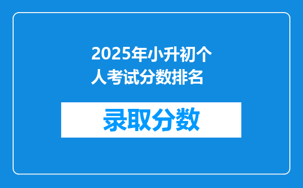 2025年小升初个人考试分数排名