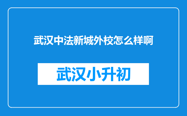 武汉中法新城外校怎么样啊