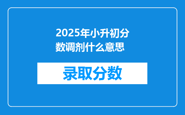 2025年小升初分数调剂什么意思