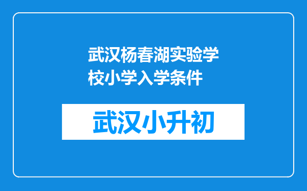 武汉杨春湖实验学校小学入学条件