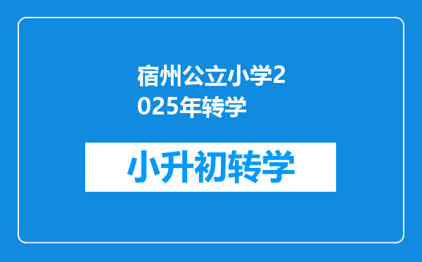 宿州公立小学2025年转学