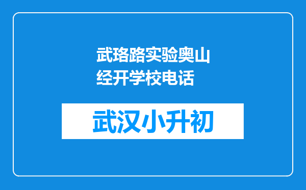 武珞路实验奥山经开学校电话