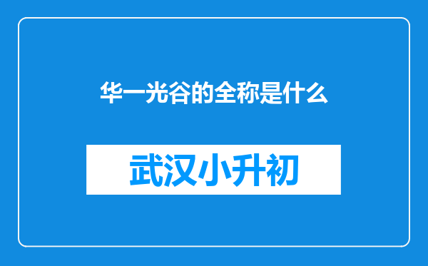 华一光谷的全称是什么