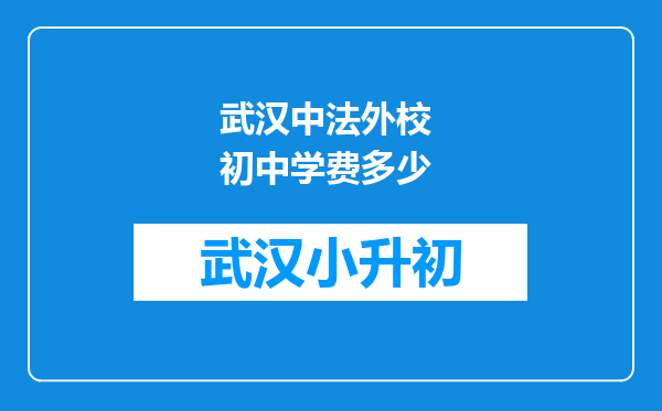 武汉中法外校 初中学费多少