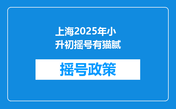 上海2025年小升初摇号有猫腻