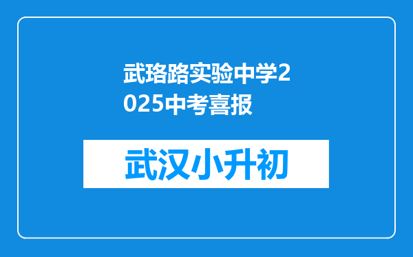 武珞路实验中学2025中考喜报