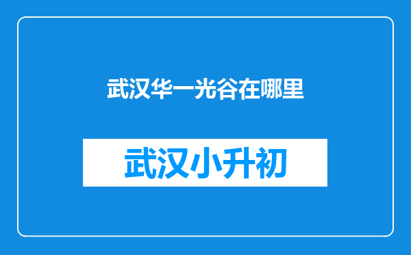 武汉华一光谷在哪里