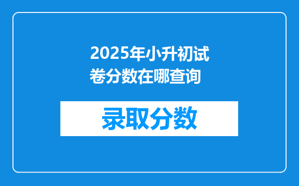 2025年小升初试卷分数在哪查询