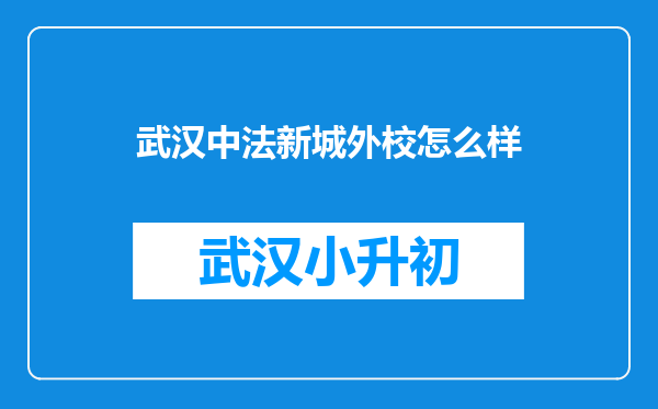 武汉中法新城外校怎么样