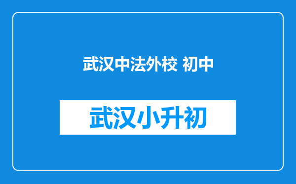 武汉中法外校 初中