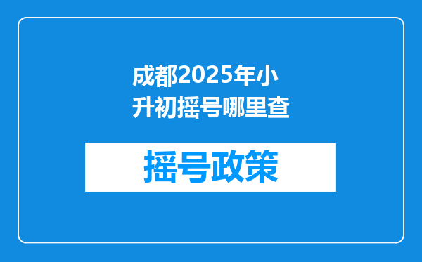 成都2025年小升初摇号哪里查