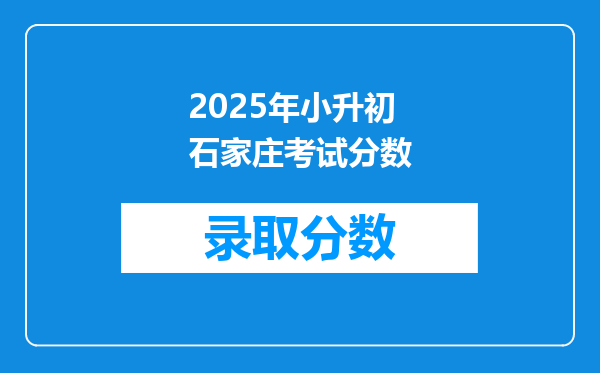 2025年小升初石家庄考试分数