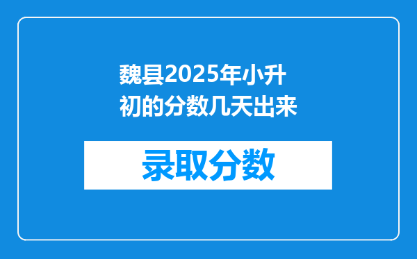 魏县2025年小升初的分数几天出来